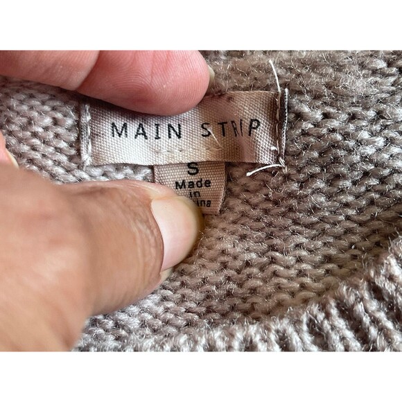 Main Strip Women’s Size Small Beige Gray Tie Dye Sweater Arm Cutouts Oversized - Picture 6 of 6